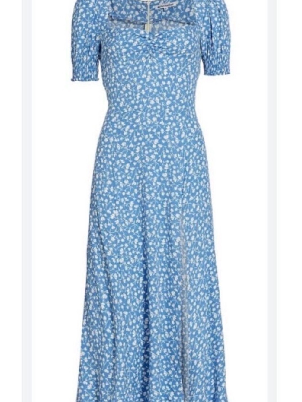 Reformation - Lacey Midi Dress - Size 4 - Marie - Blue Floral Puff-Sleeve - Picture 9 of 12